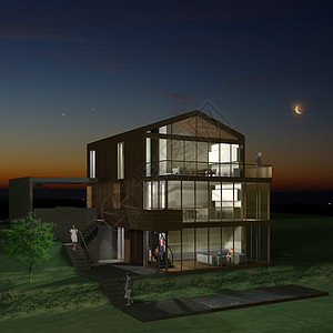 3D 房屋建造居住渲染街道房地产营销玻璃房子窗户图片