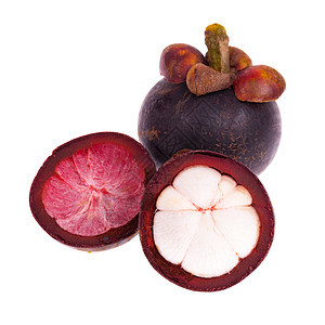 白色背景孤立的芒果区营养素食主义者热带水果山竹果汁女王绿色紫色食物图片