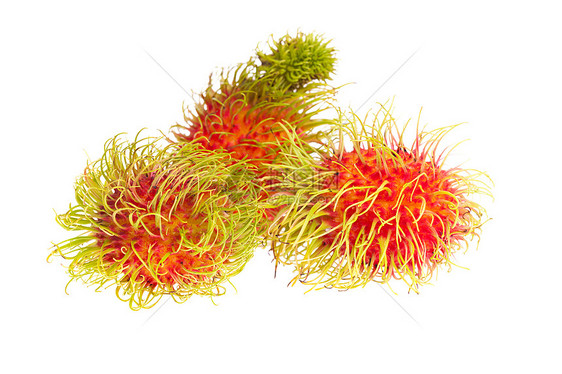 白背景孤立的拉姆布丹水果甜点情调食物异国热带营养收成头发市场红色图片