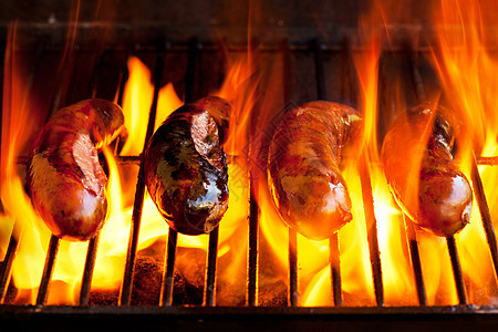 烧烤香肠食物红色晚餐火焰黄色炙烤猪肉午餐黑色咸味图片