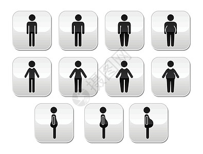 男人和女人的体型按钮 — 苗条 肥胖 肥胖 瘦弱图片