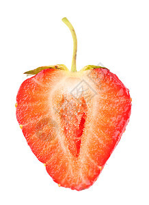 一半的草莓是白底被隔离在白色背景上的图片