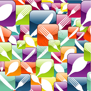 餐厅图标无缝模式收藏午餐美食食物用具咖啡店卡片刀具银器橙子图片