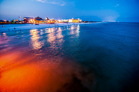 佛罗里达海滩景地平线海洋海岸线反射晴天场景天空海滩阳光微风图片