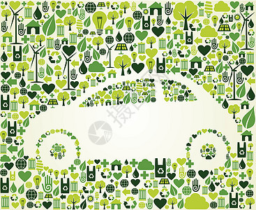 绿色汽车 带有生态图标图片