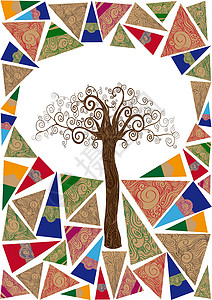 树木抽象概念家谱艺术品运动三角形树干活力插图新艺术生态植物图片