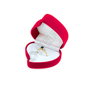 红色框中的环盒子金子戒指结婚宝石财富首饰订婚水晶反射图片