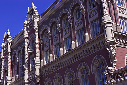 基辅国家银行建筑大理石柱子商业旅行蓝色天空城市生活文化图片