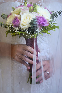 结婚布花叶子订婚新娘婚礼粉色插花玫瑰白色图片