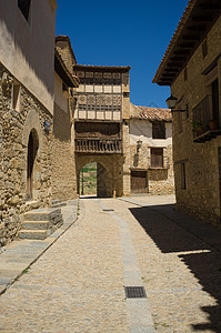 中世纪街村庄建筑物历史性地标遗产房屋街道鹅卵石建筑学图片