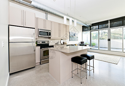 现代公寓厨房和客厅家具沙发工作室设计家电装饰地毯房间长椅房地产图片
