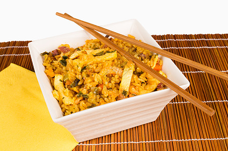 新加坡大米食物筷子海鲜油炸服务水平美味食谱午餐图片