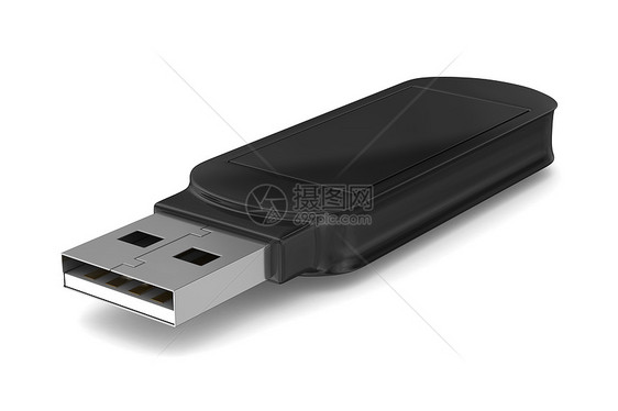 白色背景上的 usb 闪存驱动器 孤立的 3D 图像黑色软件插图钥匙机动性配饰电脑插头硬件数据图片