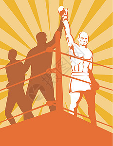 拳击冠军艺术品戒指男性手套肌肉插图男人竞争者裁判挑战者图片