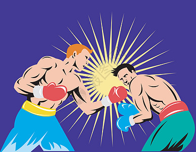 连接击出拳的框框冲孔运动挑战者肌肉冠军插图拳击艺术品男性手套图片