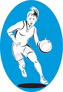 篮球运动员打滚球运球女士女性插图运动玩家背景图片