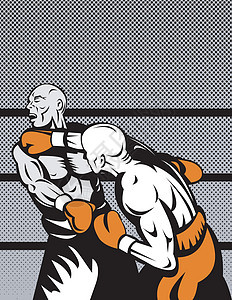 连接击出拳的框框拳击男性手套肌肉竞争者男人冠军冲孔艺术品运动图片