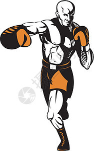 拳打拳击艺术品冠军挑战者男人插图冲孔肌肉男性手套竞争者图片