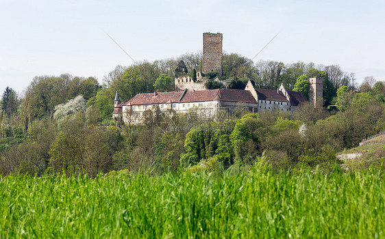 德国的鲁因艾林堡废墟大厦旅行草地旅游脖子城堡山坡房子乡村图片