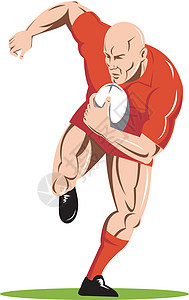 橄榄球运动员与球一起跑运动攻击插图玩家收费男性跑步男人木刻图片