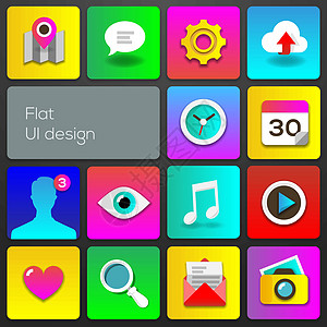 平面 UI 设计趋势多彩集图标图片