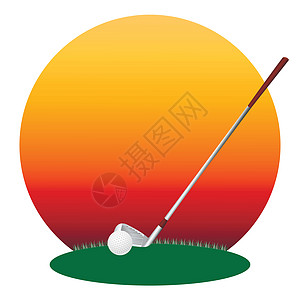 迷你高尔夫高尔夫球俱乐部和球享受艺术优胜者闲暇插图游戏高尔夫球爱好挑战竞赛插画