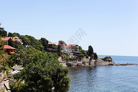 保加利亚旧尼塞巴和海洋之景旅行建筑学旅游支撑鸟类海鸥建筑物天蓝色海景历史图片