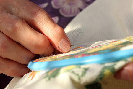 刺绣棉布祖母爱好针线活黄色缝纫光束羊毛红色工作图片