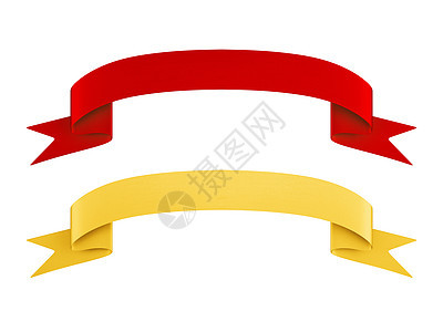 丝带集形状黄色红色丝带横幅金子标签滚动框架图片