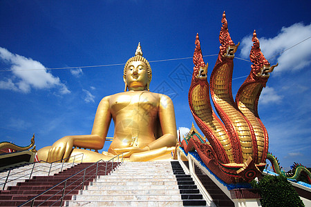 佛烟大佛在泰国寺庙里园艺佛教徒雕塑传统文化花园金子公园上帝身体背景