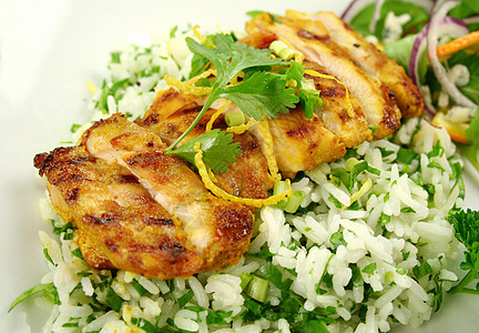 切片鸡洋葱烹饪用餐香菜美味沙拉美食味道营养午餐图片