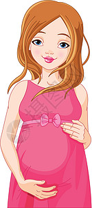 幸福的孕妇准备做母亲了卡通片身体插图家庭母性乐趣女士头发女性女孩图片