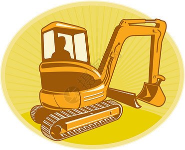 Digger 挖土机雷托挖掘机机械机器艺术品插图背景图片