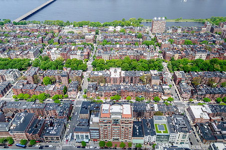 美国波士顿Beacon Hill区空中观察日光全景市中心城市摩天大楼观光建筑物地标地平线天线图片
