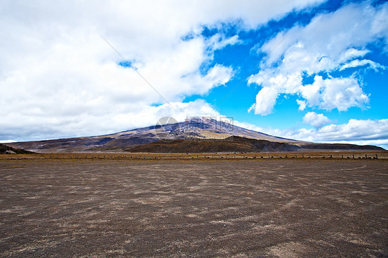 蓝色天空和云层背景中的科托帕希火山天际碎石顶峰国家旅行反射天蓝色冰川高度旅游图片