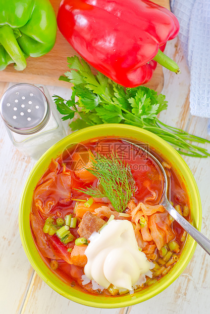 新鲜汤香菜香料食物厨房面包草本植物盘子午餐奶油胡椒图片
