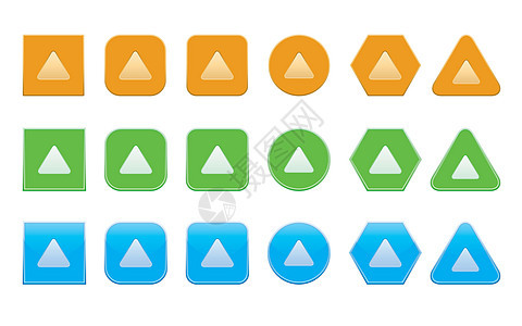 设置箭头图标插图蓝色网络按钮正方形橙子三角形指针圆形绿色图片