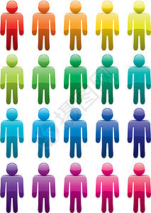 矢量男性符号公司男人绿色红色社区数字团队蓝色朋友们紫色图片