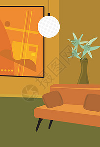 现代客厅建筑学绘画地毯现代主义者柔软度丙烯画家具植物枕头沙发图片