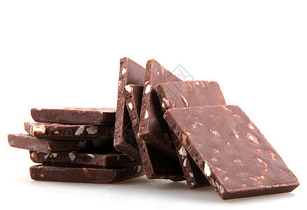 白色背景上孤立的巧克力糖果小吃宏观化合物巧克力盒糖果条碳水美食工作室棕色图片