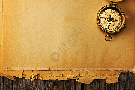 古老背景的古董铜罗盘工具探索航海旅行地理世界黄铜导航棕色木头图片