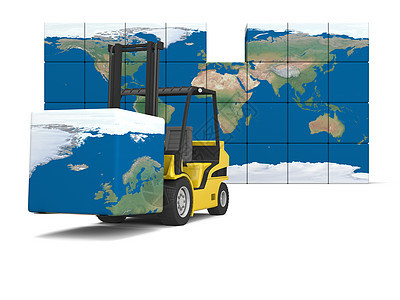 国际运输店铺仓库白色车辆送货机器全球船运后勤全世界图片