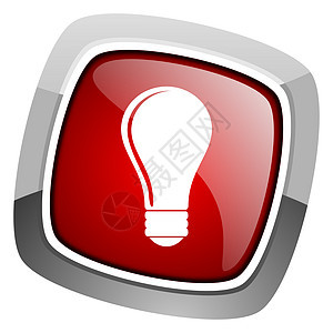 灯泡图标回收红色正方形玻璃工程按钮生态互联网网络技术图片