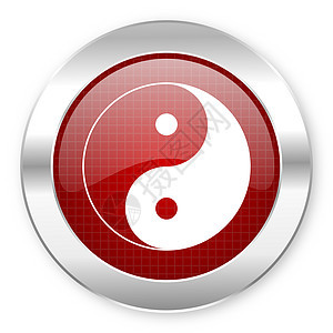 YY 阳图标商业平衡艺术互联网冥想力量圆圈红色按钮佛教徒图片