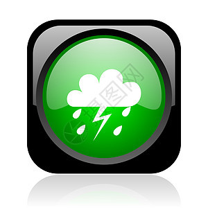 黑色和绿色平方网络光亮的图标按钮预报互联网钥匙商业风暴气象网站多云晴雨表图片
