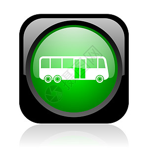 黑色和绿色的公交黑绿方网络灰色图标车辆菜单汽车旅行互联网按钮横幅旅游商业网站图片