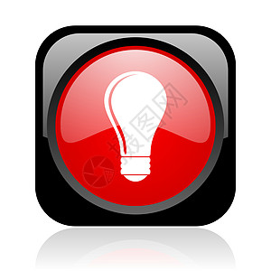 黑色和红色平方网络光灯灯泡灰色图标钥匙生态灯光活力网站菜单电子产品玻璃商业创新图片