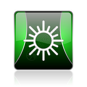 太阳和绿平面网的灰色图标天气正方形黑色互联网气氛晴天气象按钮预报预测图片