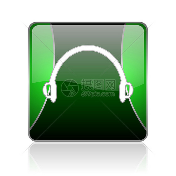 黑绿色平方网络光亮的图标麦克风绿色电话钥匙按钮推销中心互联网娱乐标识图片