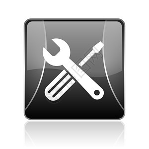 工具黑方 Web 闪光图标锤子作坊白色黑色技术商业服务钥匙互联网按钮图片